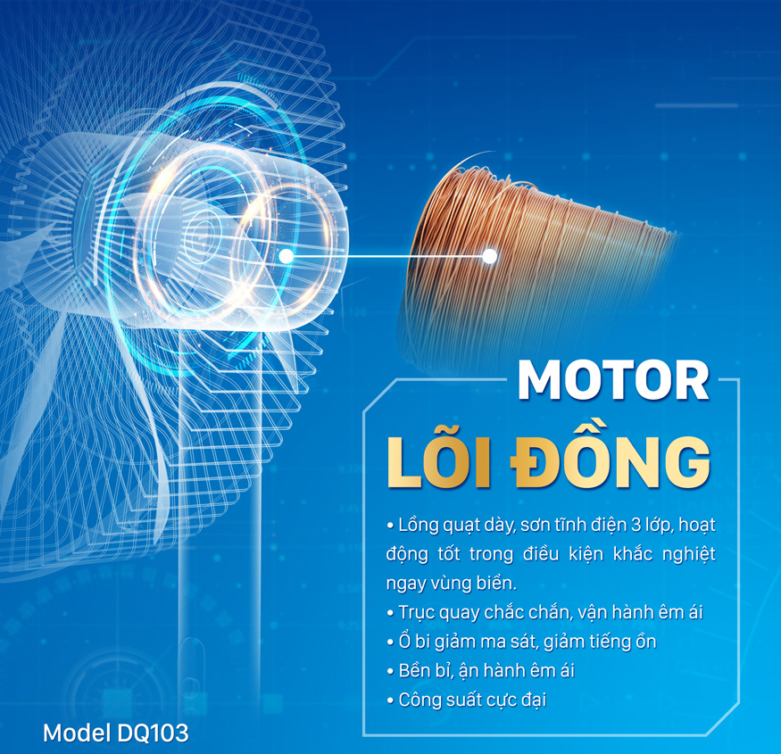 Quat cây Daikiosan DQ103 Motor lõi đồng siêu bền