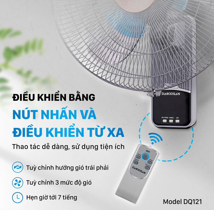 Quạt treo Daikiosan có điều khiển từ xa tiện dụng
