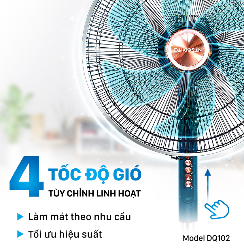 Quạt đứng DQ101 nổi bật với 4 tốc độ gió
