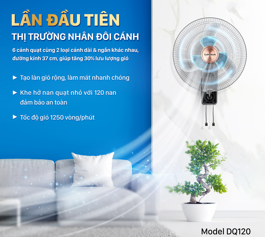 Công suất lớn tạo gió mạnh