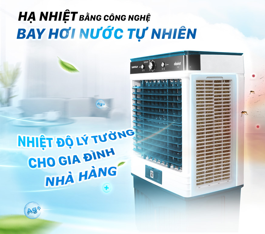 Quạt điều hòa hơi nước Daikiosan DM212 làm mát gia đình nhà hàng khách sạn , bệnh viện, hành lang, sảnh, hội trường