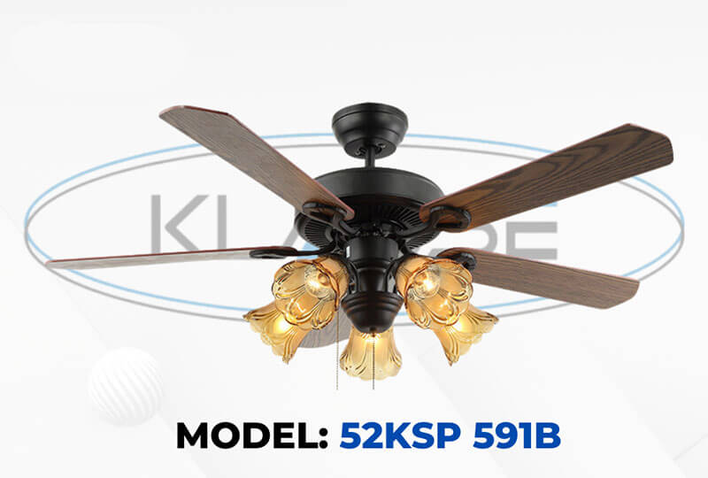 Quạt trần đèn Klasse 52KSP 591B 5 cánh sang trọng
