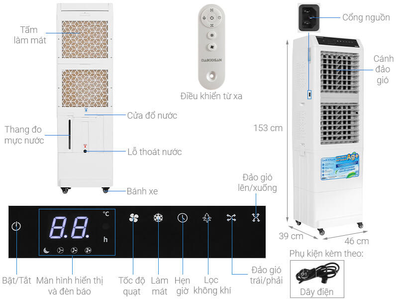 Thông số kỹ thuật quạt điều hòa Daikiosan DM104 2 tầng 300W