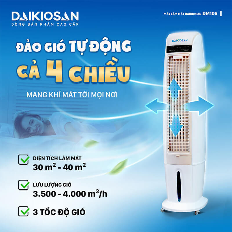 Đảo gió tự động 4 chiều thông minh tiện lợi