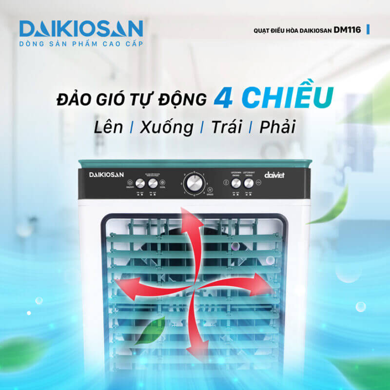 Làm mát nhanh, đảo gió tự động 4 chiều